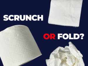 folded and scrunched toilet paper